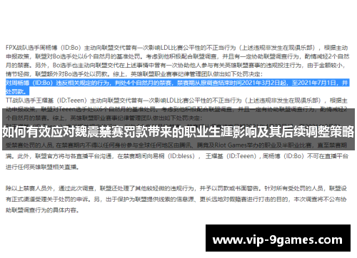如何有效应对魏震禁赛罚款带来的职业生涯影响及其后续调整策略 如何有效应对魏震禁赛罚款带来的职业生涯影响及其后续调整策略